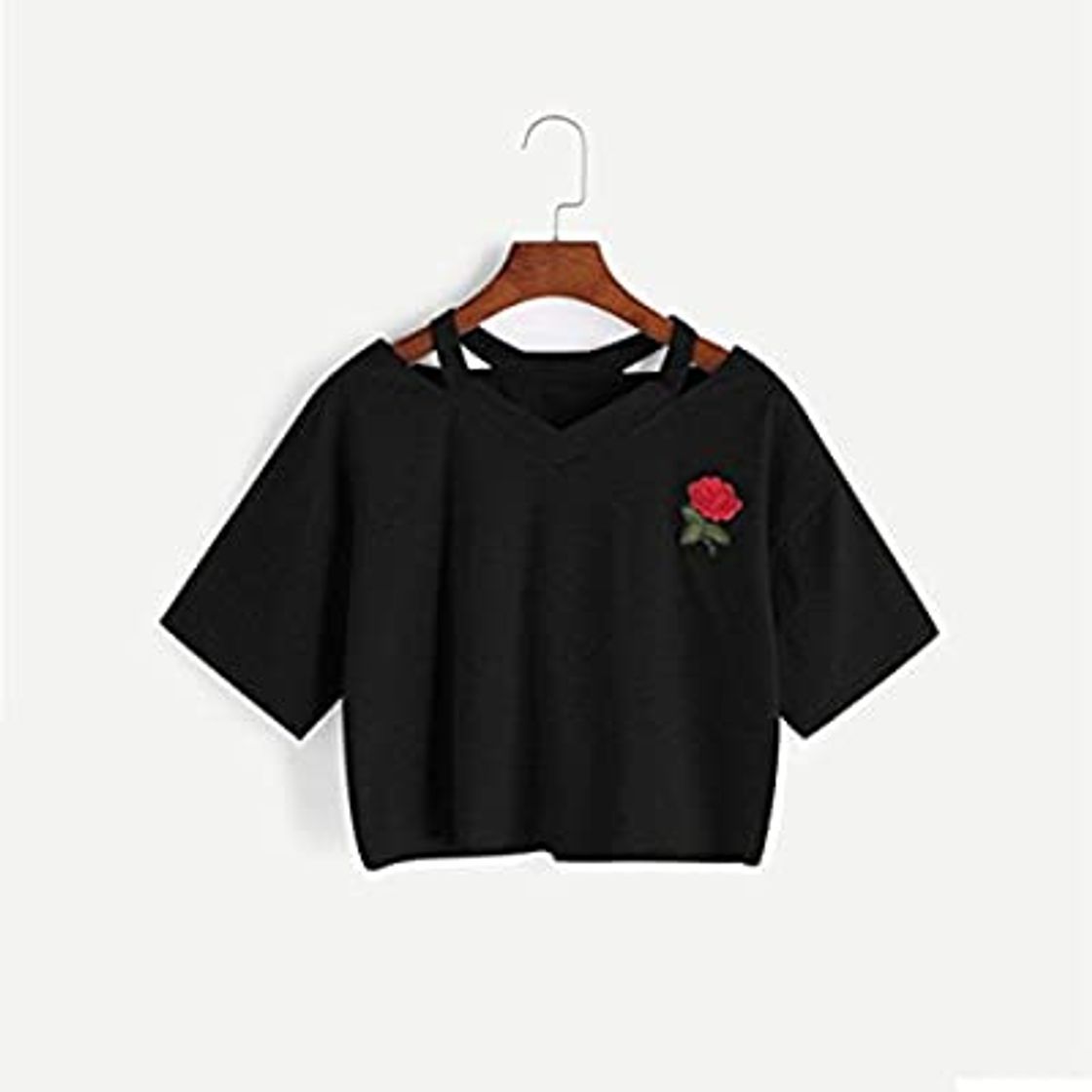 Social Goodsatar Mujer Rosa Manga corta Casual Camiseta Mezcla de algodón Cuello en V Chaleco Tops Blusa (S