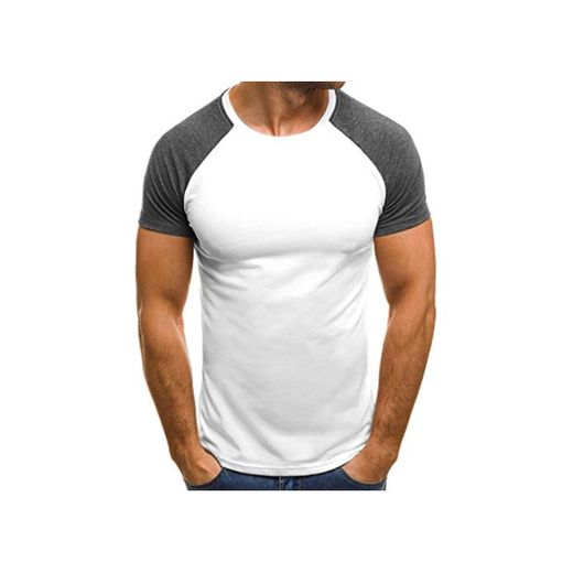 Reooly Camiseta de Manga Corta Casual de Corte Ajustado para Hombre Camiseta