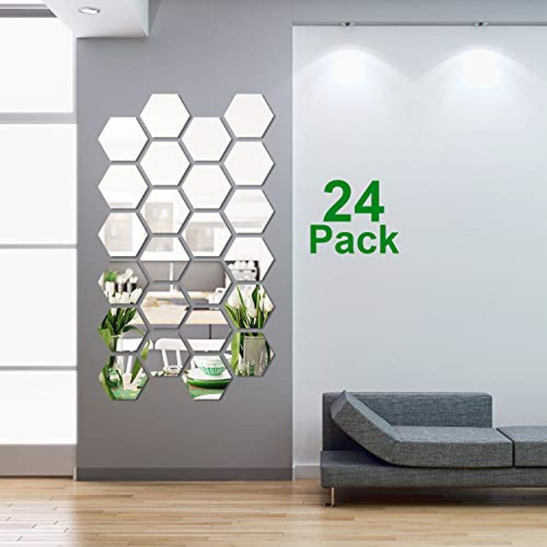 Social 24 Piezas de Espejo de Acrílico Desmontable Pegatina de Pared Adornos Decoración