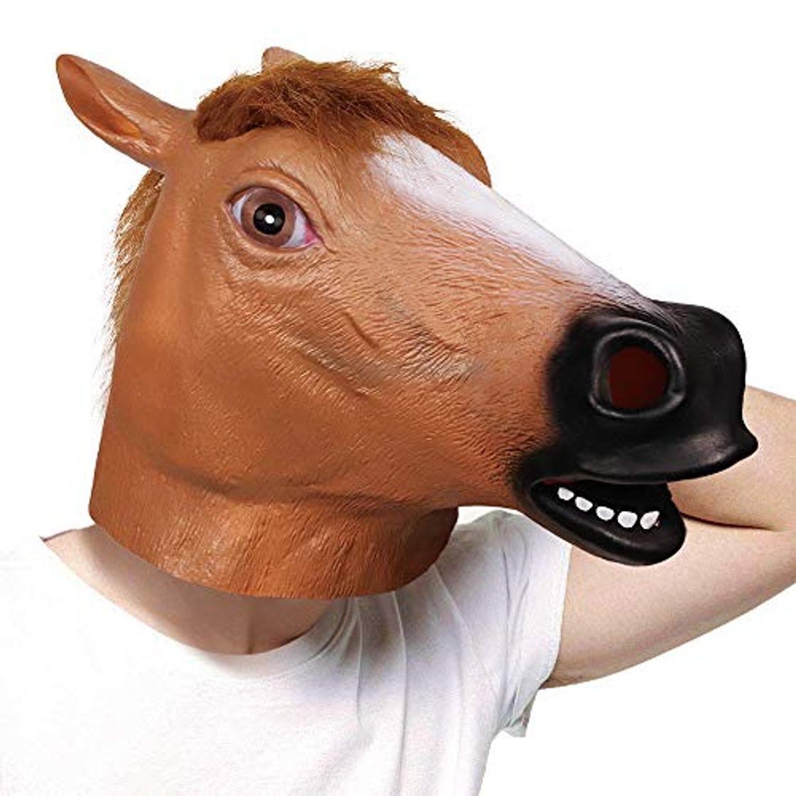 Social molezu Látex máscaras Marrón Caballo Cabeza Animal para Super Creepy Halloween Fiesta