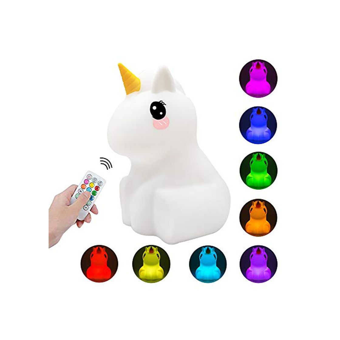 Producto Kids Night Light Cute Unicorn LED Luz de silicona Lámpara de estado