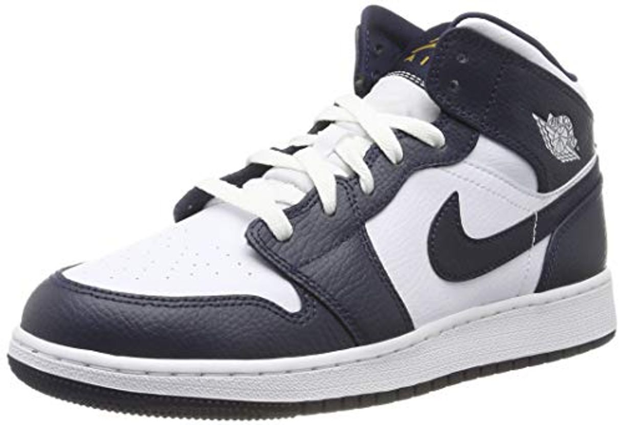 Moda Nike Air Jordan 1 Mid, Zapatos de Baloncesto para Hombre, Blanco