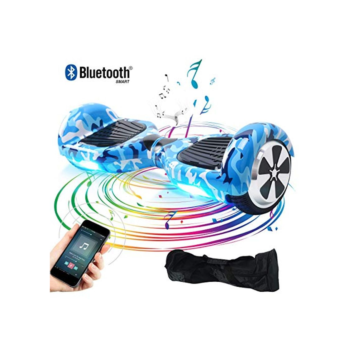Social Windgoo Hoverboard 6.5" Patineta Scooter eléctrico Self-Balance,Led Luces, Motor de 500W, Monopatín