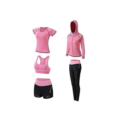 Ropa Deportiva Mujer, 5set Traje Camiseta para Deporte Yoga Gimnasia Sports Incluye