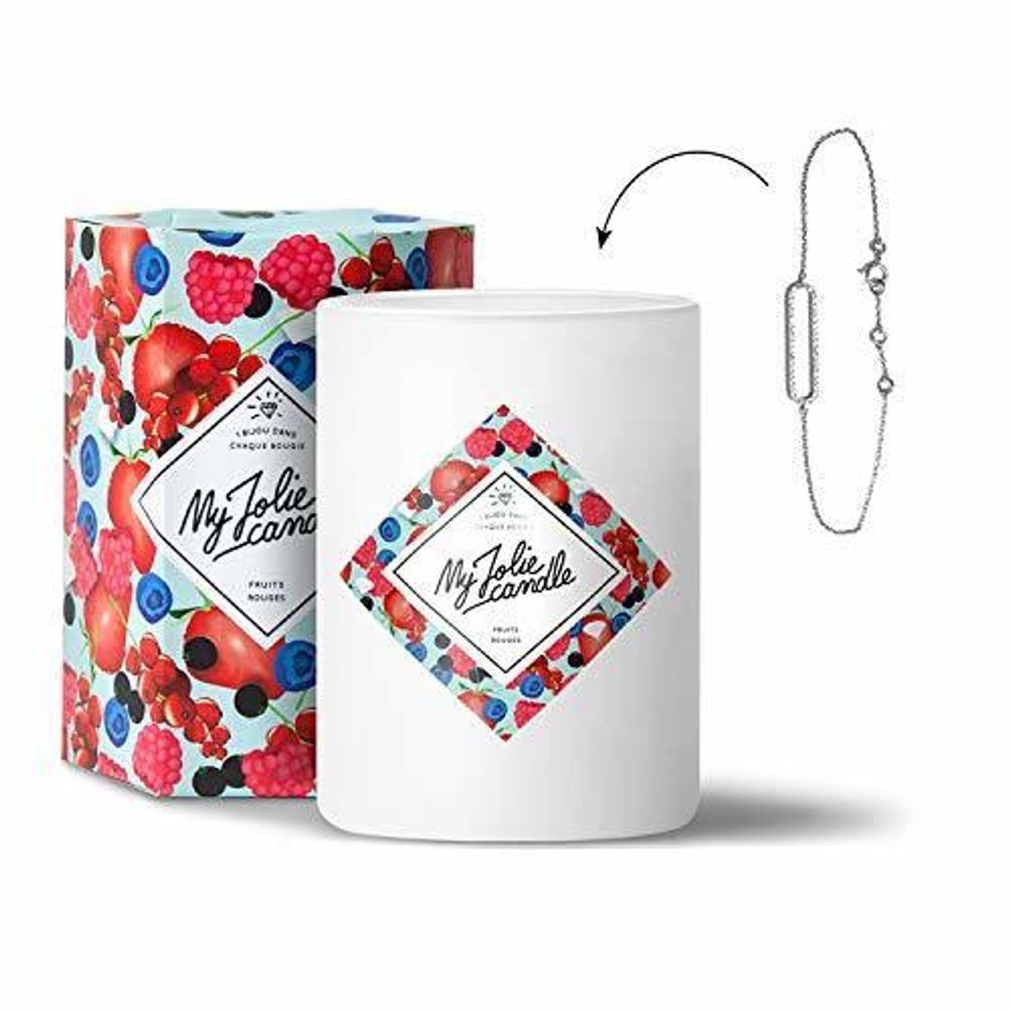 Elemento de la categoría hogar Vela con aroma a frutos rojos y pulsera