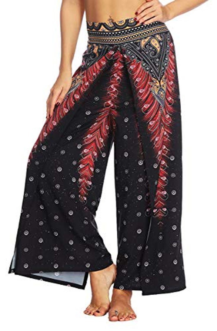 Fashion IRICHEE Pantalones Hippie para Mujer Pantalones Holgados con Estampado Boho Pantalones de