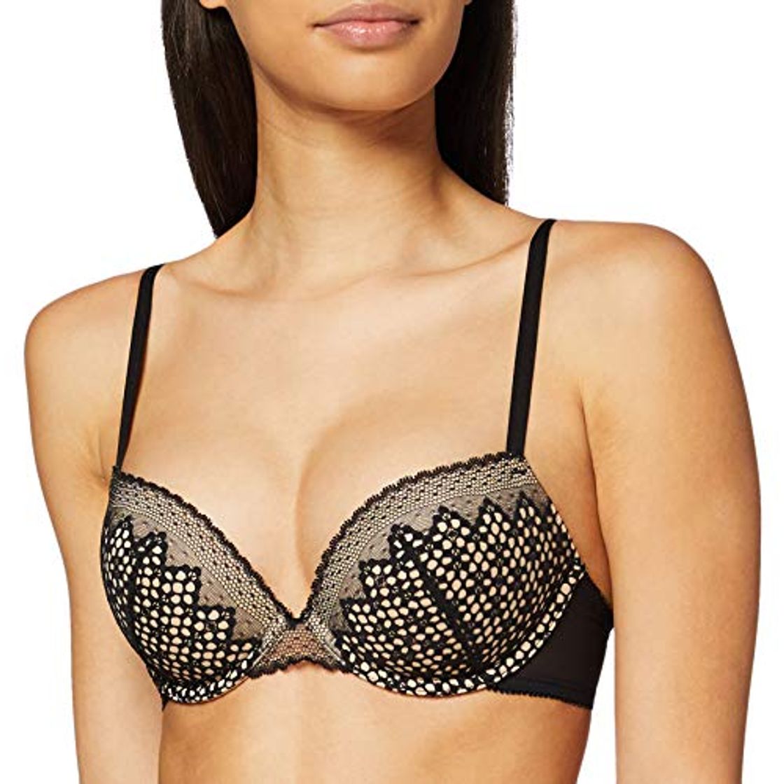 Social DKNY Intimates Nightfall-Sheer Lace Tanga, Negro