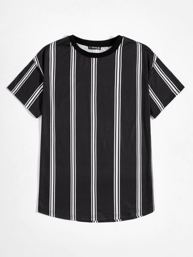 SHEIN Men Drop Shoulder Striped Tee