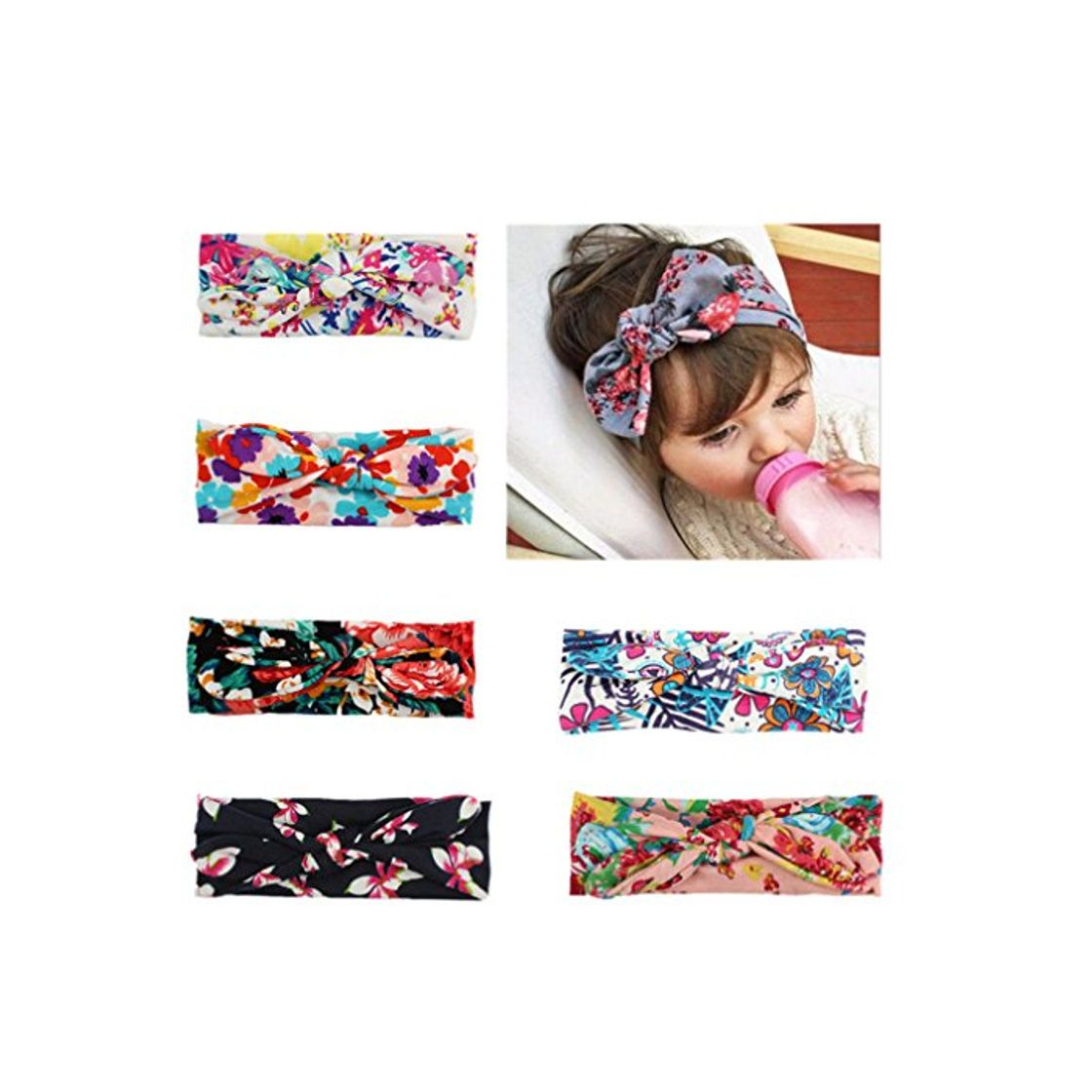 Productos CHSEEA 6PCS Niños Sombrero Beanie Gorras Elásticas Caliente de Punto Arco Venda De Pelo Bebe Vinchas Diadema Turbante Cintas para El Pelo Niñas Accesorios para El Cabello #2