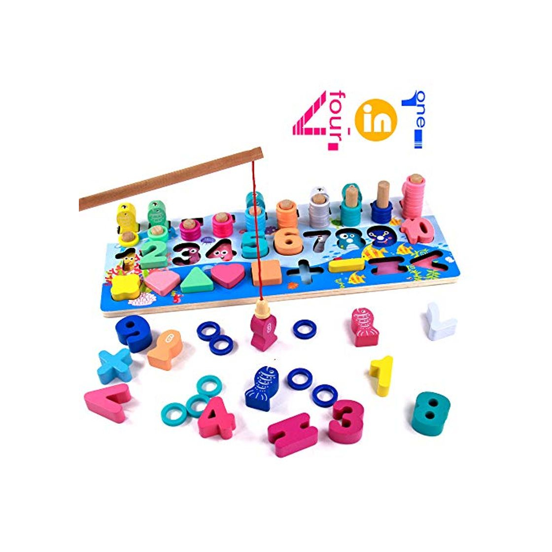 Products Juegos Montessori Matematicas Juguetes Educativos de Madera Juego de Pesca Magnética Juguete Madera Aprendizaje Juguetes Cálculo Preescolar Puzzle Infantil de Bloques para Niños Niñas 2 3 4 Años