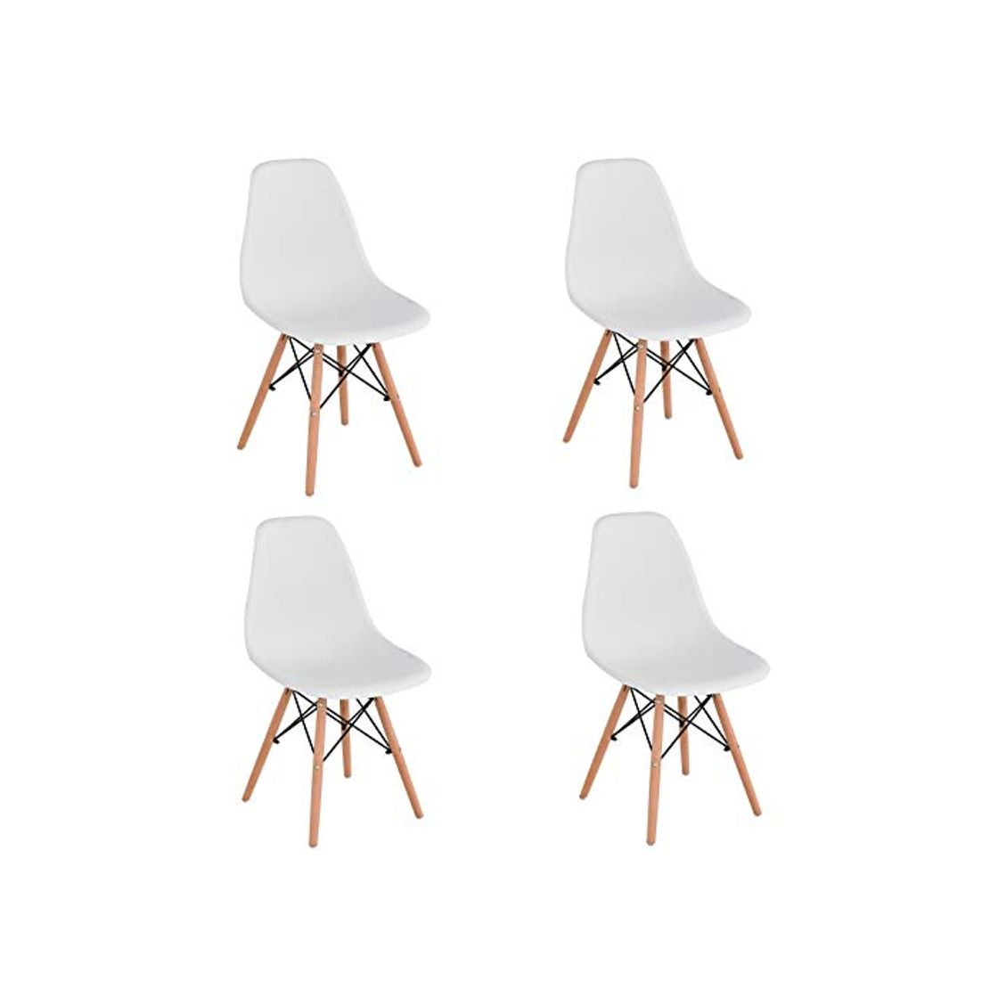 Social KunstDesign Set de 4 Sillas de Comedor, Diseño Ergonómico,Patas de Madera de