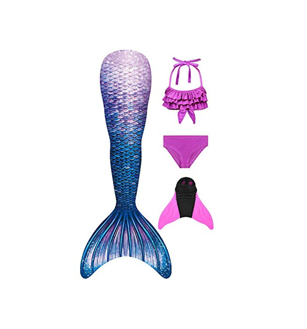 Social Decool - Traje de baño para niña con cola de sirena. Cosplay