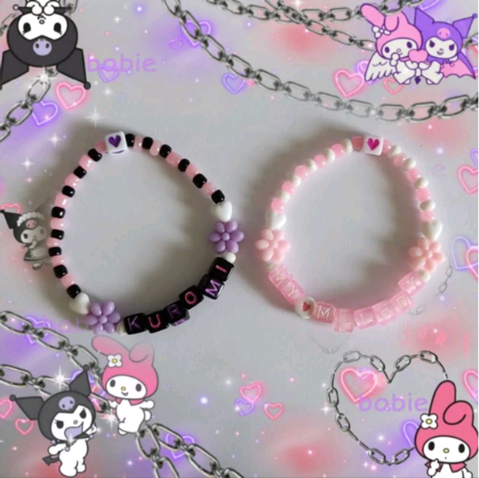 Fashion Pulseira Kuromi e My Melody