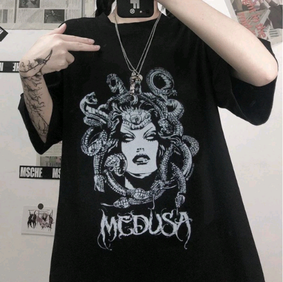 Moda Camiseta algodão Medusa