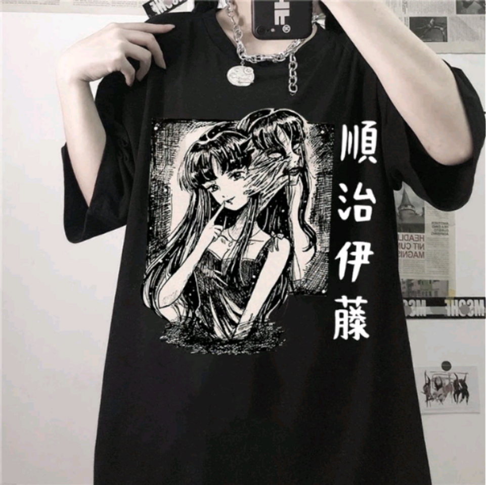 Moda Camiseta gótica Junji Ito Shintaro