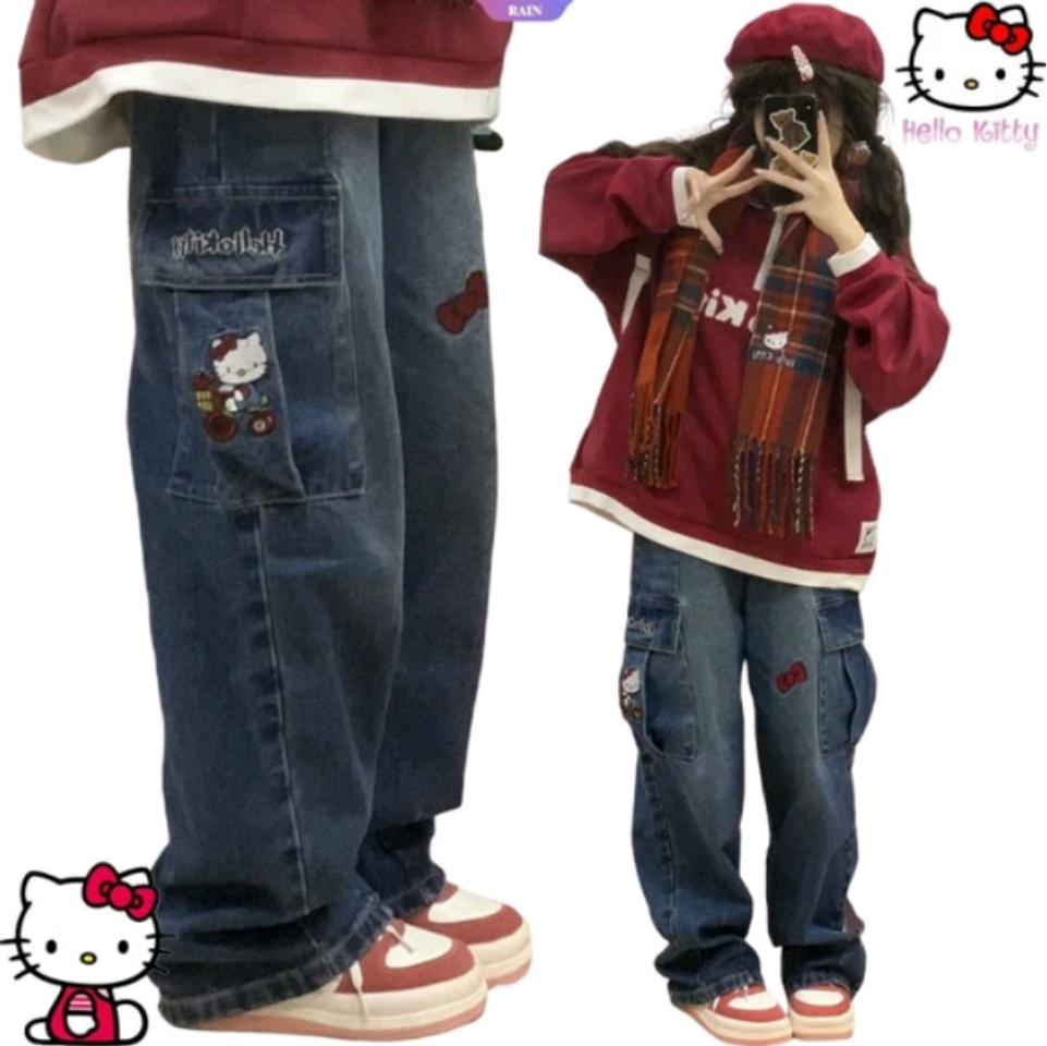 Moda Calça Y2k anime Hello Kitty