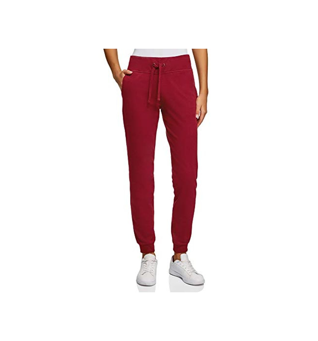 Product oodji Ultra Mujer Pantalones de Punto Deportivos, Rojo, ES 34