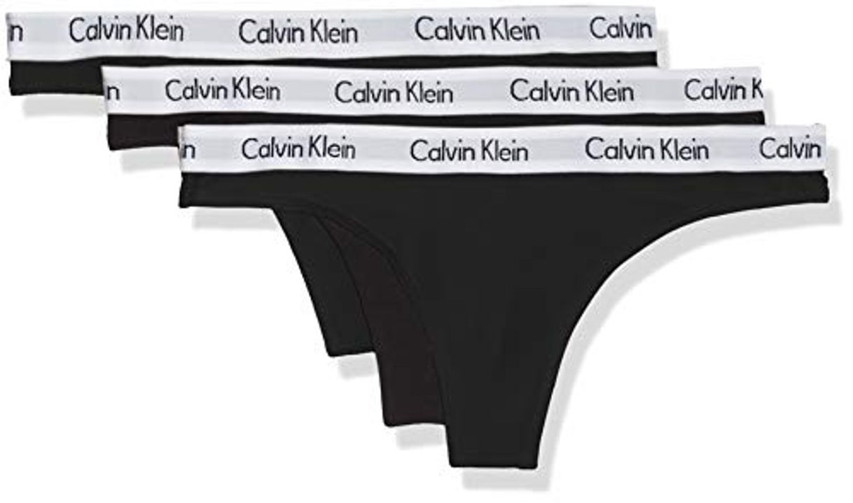 Moda Calvin Klein Thong 3pk Tanga, Negro