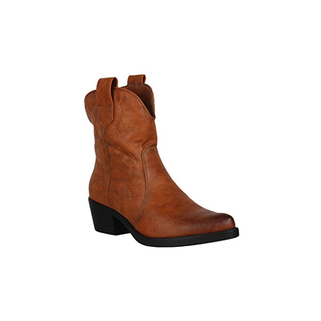 Social Elara Botines Mujer Botas de Vaquero Chunkyrayan Camello 301