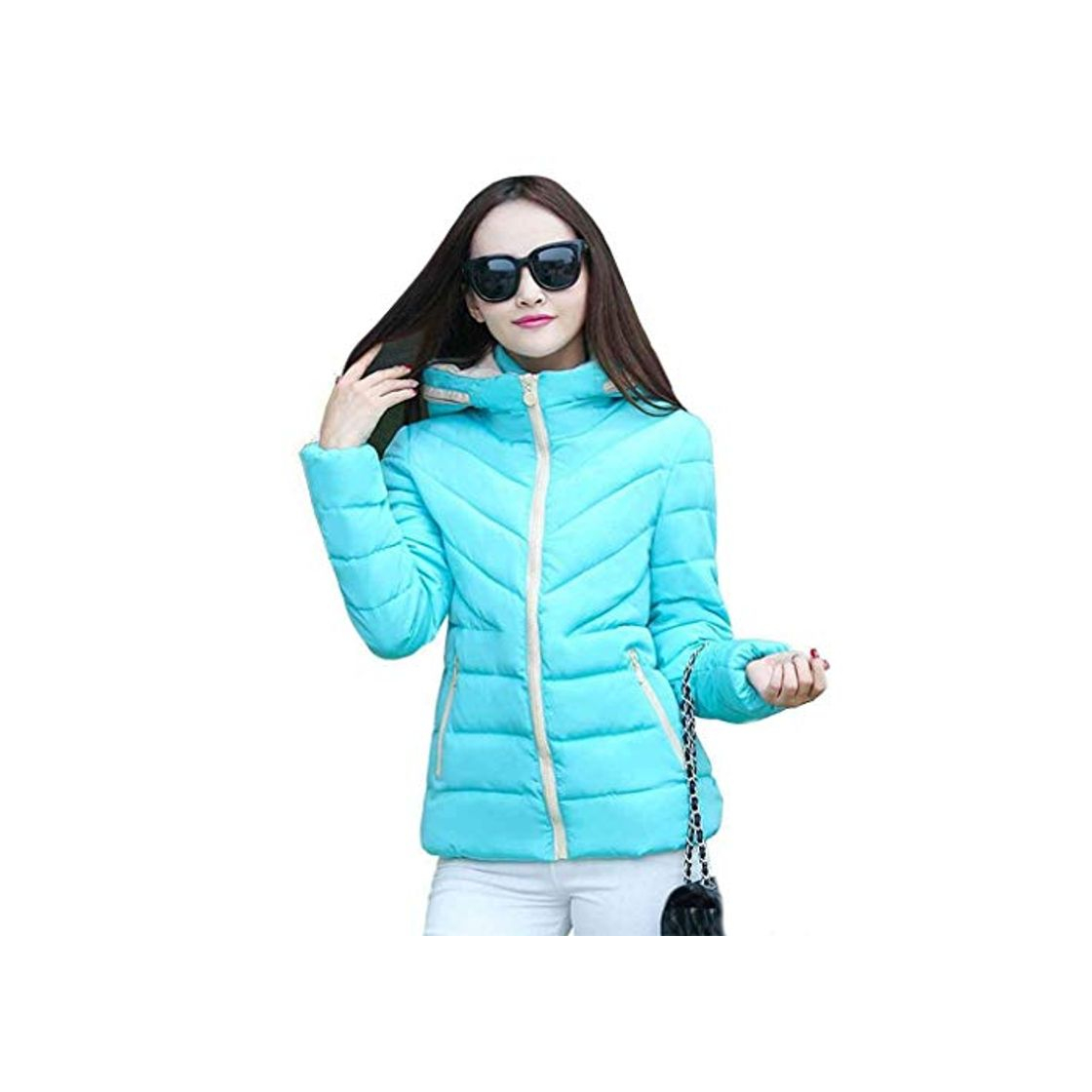 Social Chaqueta Invierno Mujer Manga Larga Slim Fit Encapuchado Chaqueta Acolchada Inv