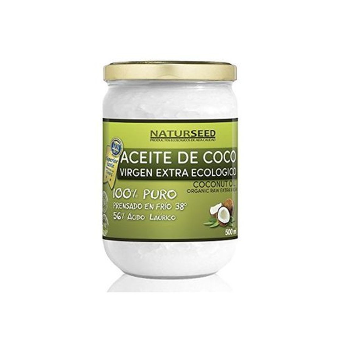Social Naturseed - Aceite de coco Virgen Extra Orgánico - Para uso Estético, en Cocina y Masajes, 500 ml