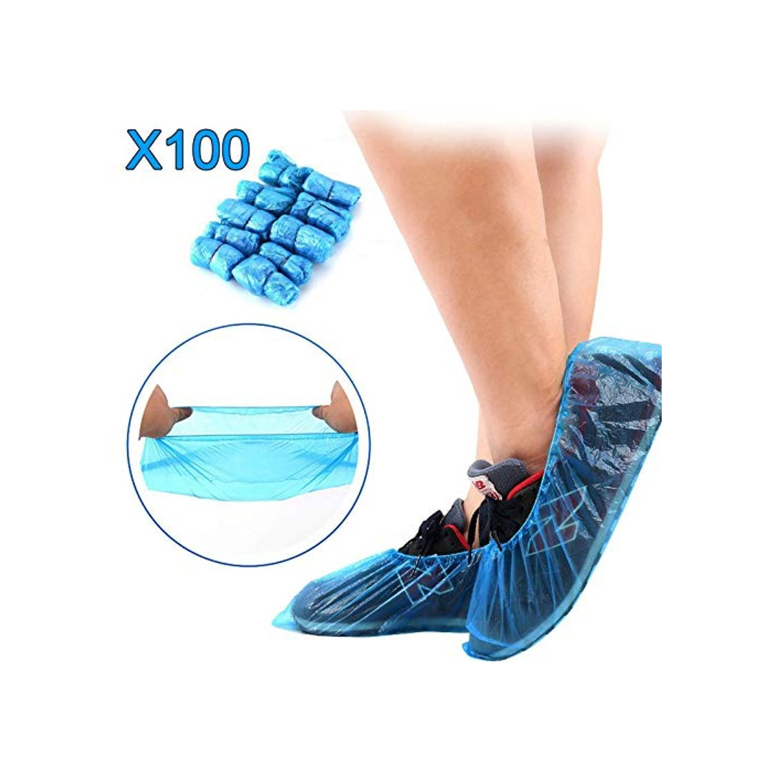 Products MorNon 100Pcs Cubierta del Zapato Funda Impermeable para Zapatos Cubrezapatos Desechables Funda de Zapato Simple Cubierta de Zapatos de Plástico para el Hogar la Oficina y la Recepción Azul