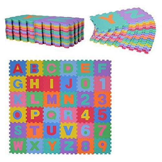 HOMCOM Alfombra puzle para Niños 192x192 cm 36 Piezas Numeros 0 al