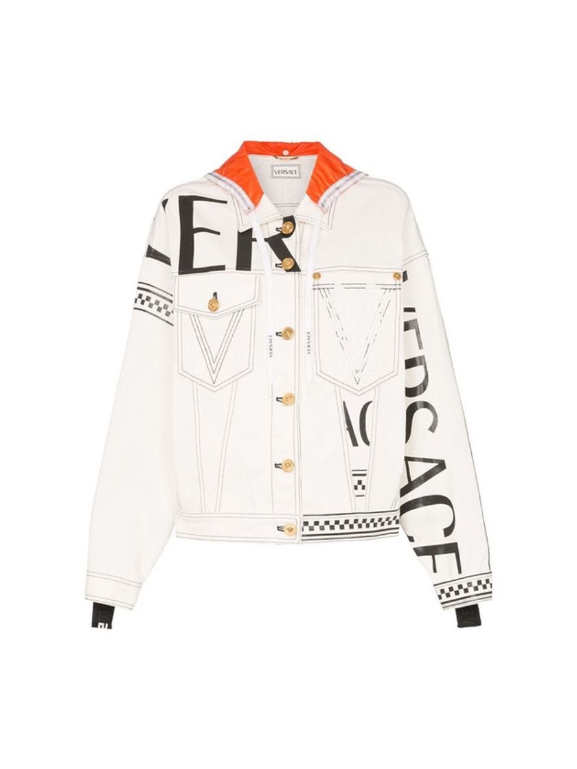 Social Versace Logo Print Hooded Denim Jacket Ss19