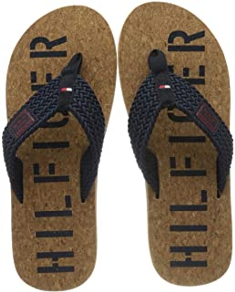 Moda Tommy Hilfiger Casual Cork Beach Sandal, Sandalias con Punta Abierta para Hombre,