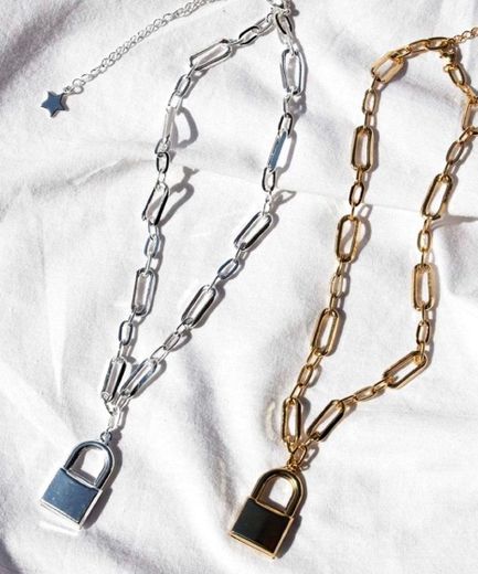 colares de corrente com cadeado são a nova tendência💗