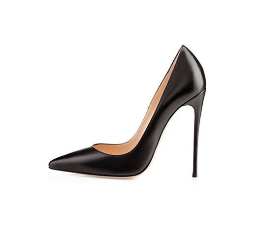 EDEFS Mujer Verano Zapatos De Tacon De Punta Elegantes Estiletes Zapatos Negro