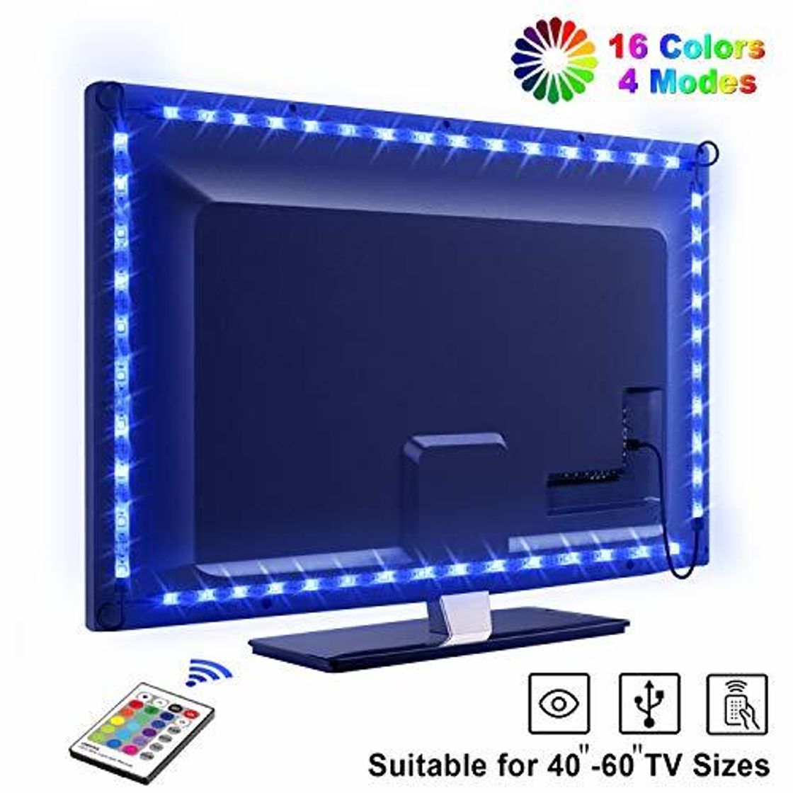 Social Tira LED TV 2.2M, OMERIL 5050 Tiras LED USB Impermeable con Control