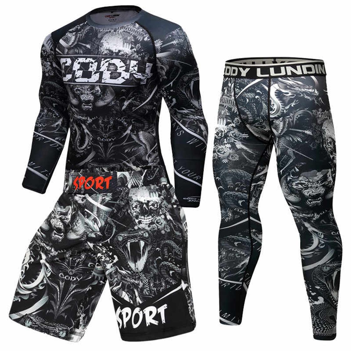 Fashion Indumentaria de compresión deportiva MMA hombres.