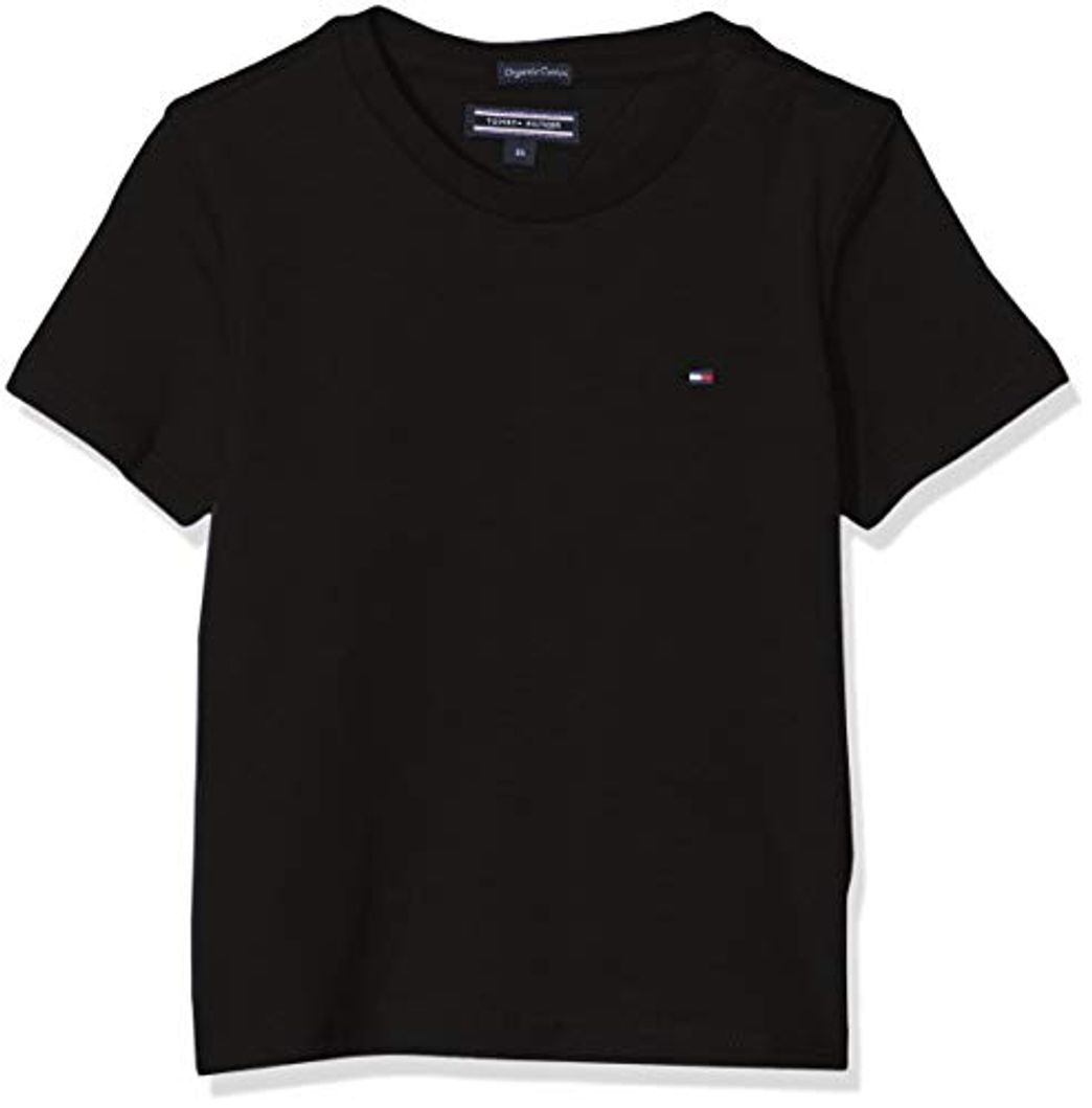 Moda Tommy Hilfiger T Camiseta Básica de Manga Corta, Negro