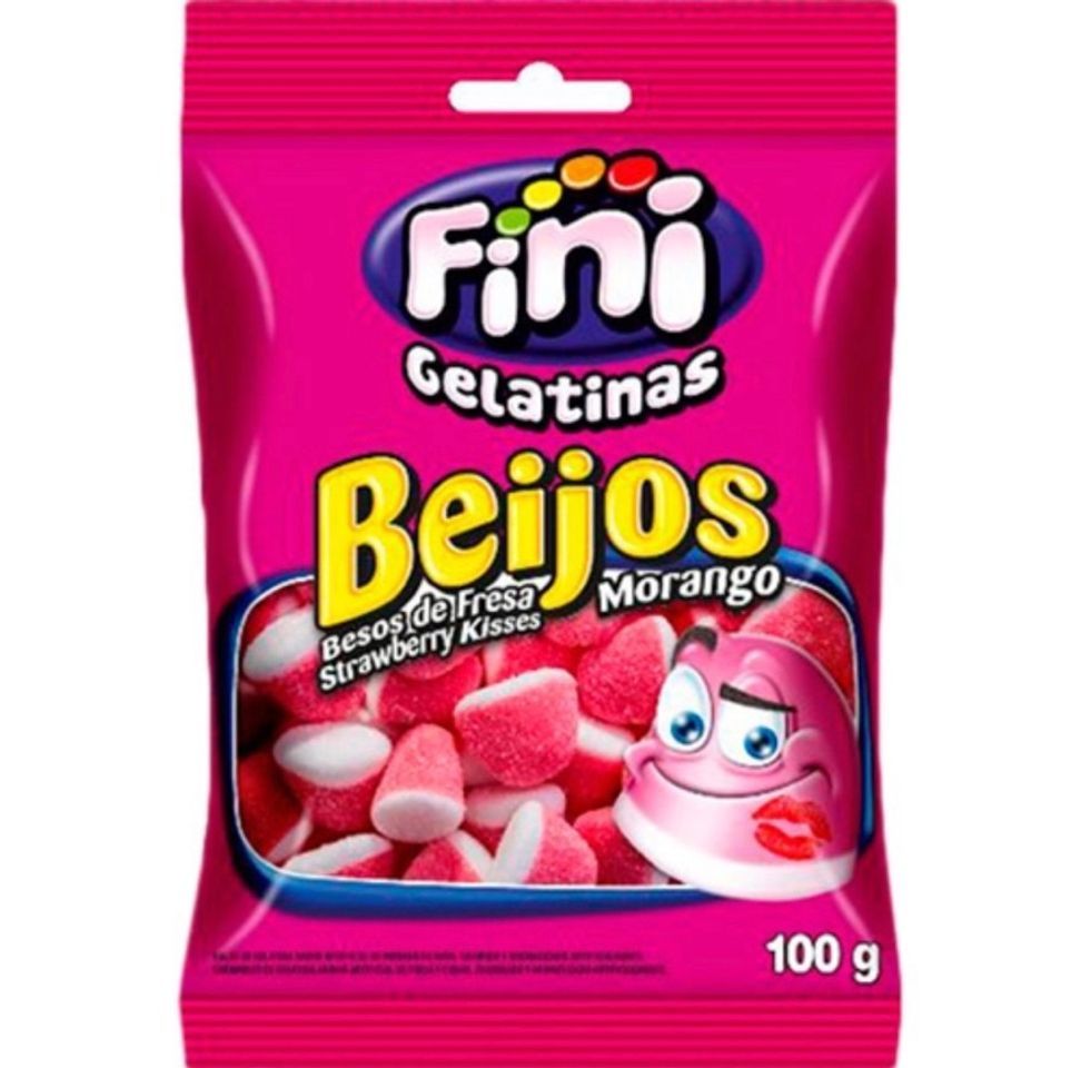 Moda Bala de Gelatina Beijos Morango 100g - Fini nas americanas