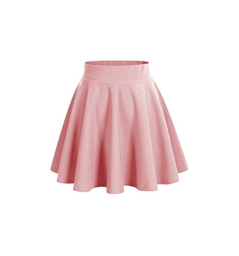 DRESSTELLS Falda Mujer Mini Corto Elástica Plisada Básica Multifuncional Blush M