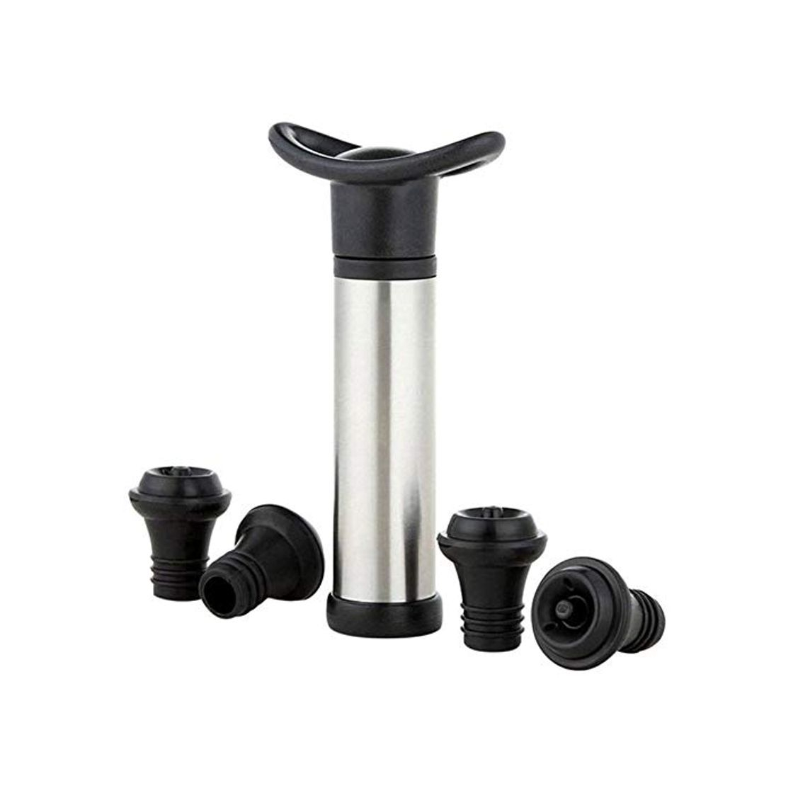 Products Syfinee Wine Saver Vacuum Pump Stainless Steel Sealer Preserver Set with 4 Wine Vacuum Stoppers Valve Air Bottle Edible Grade Rubber Wine Stopper