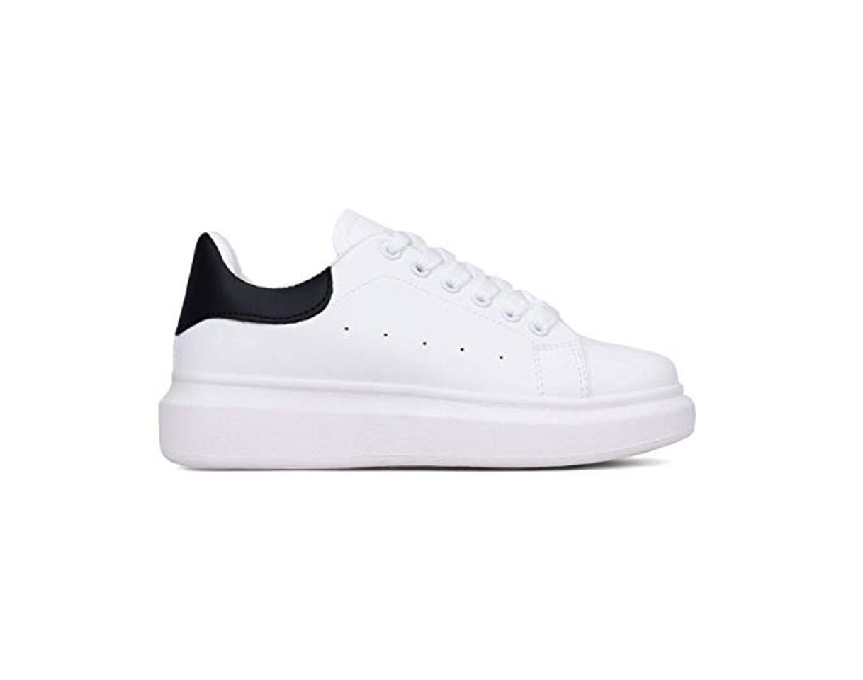 BOSANOVA Zapatillas Blancas con Detalle de Pieza Trasera en Color Negro y