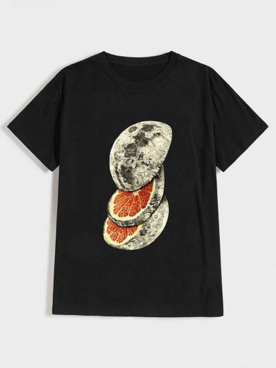 Camiseta para hombre estampado de luna frutal