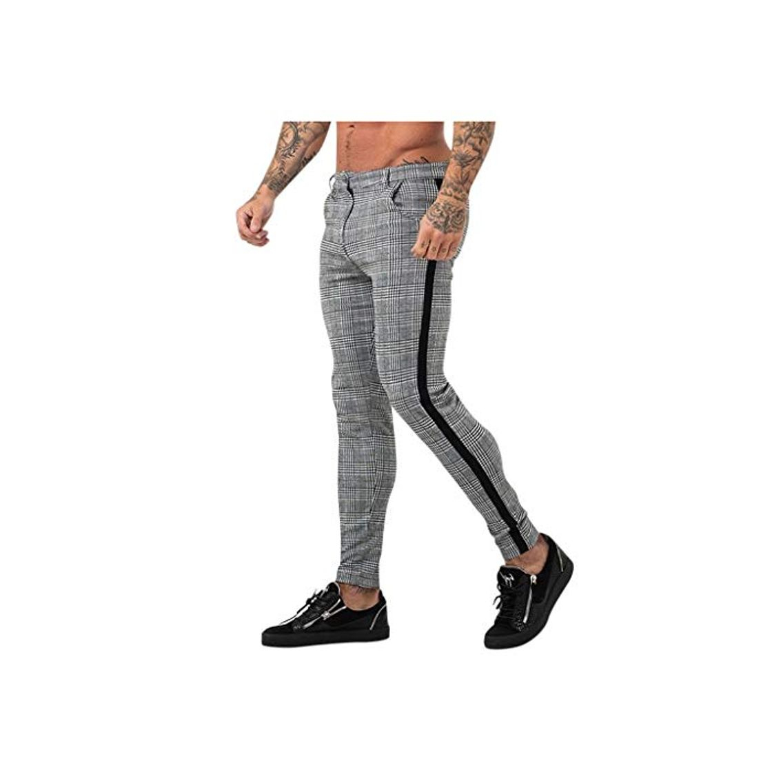 Moda beautyjourney Pantalón Chino de Tela para Hombre Raya a Cuadros Pantalones Casuales Deportivos Largos Pantalones de Entrenamiento elásticos para Culturismo Pantalones de Jogging