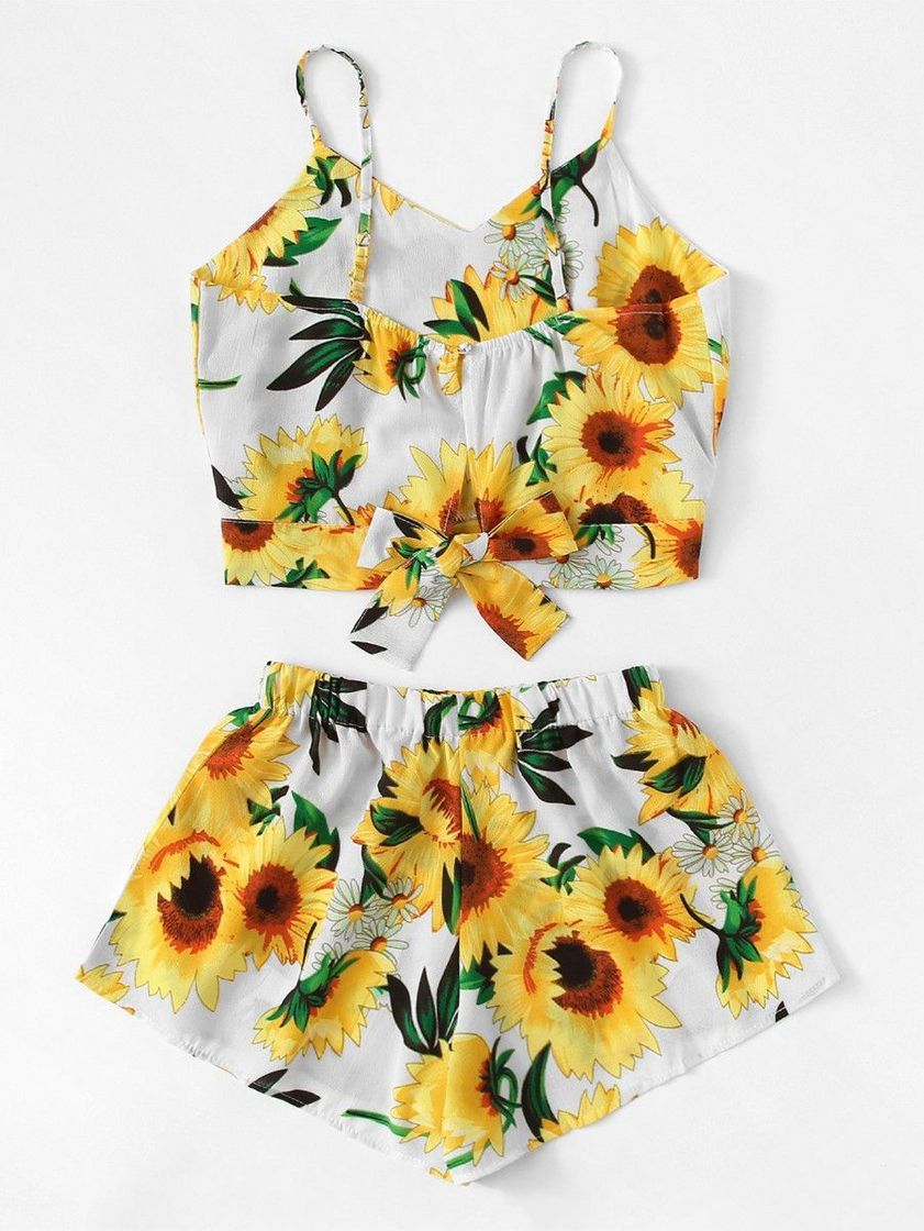 Social Top y short estampados para playa SHEIN 