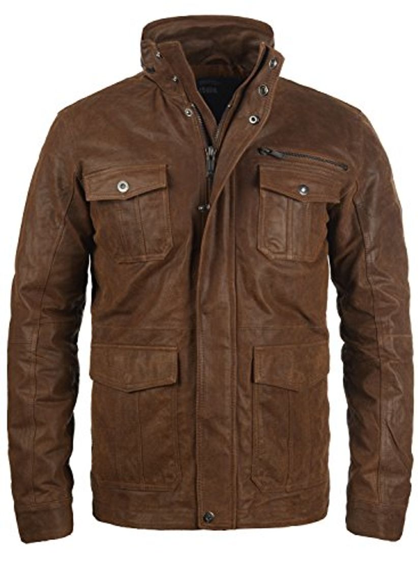 Moda !Solid Lash Chaqueta Cazadora De Piel para Hombre con Cuello Alto De