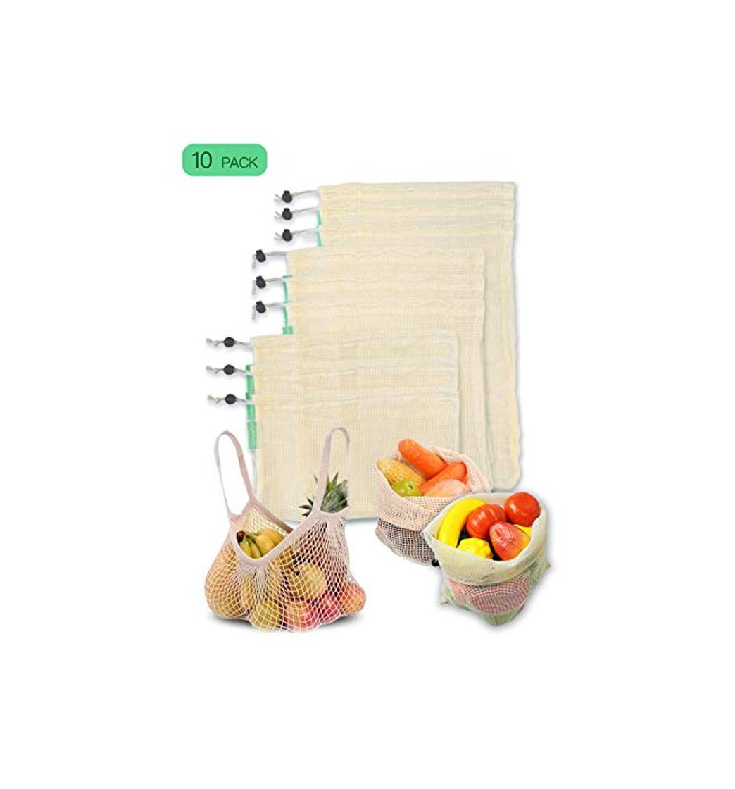 Social CompraFun Bolsas Reutilizables de Compra, Bolsas de Malla de Algodón Lavables y