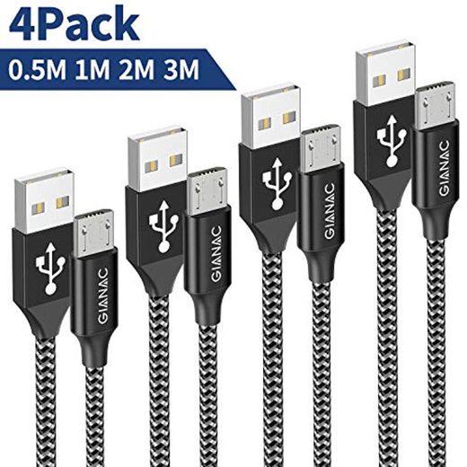 Cable Micro USB, 4 Pack [0.5m