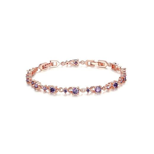 Wostu Pulsera Mujer Joyería con cristales Swarovski Púrpura