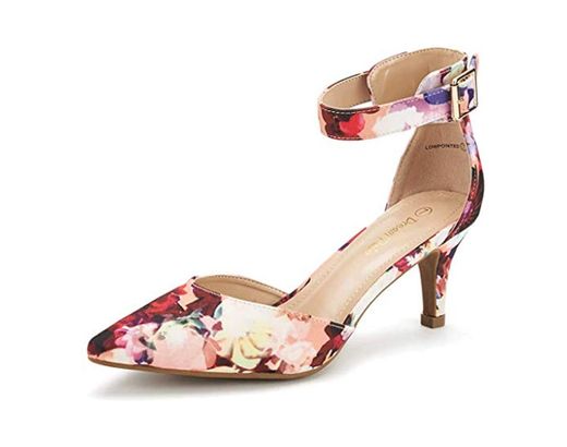 Dream Pairs Lowpointed Zapatos de Tacón Vestir para Mujer Floral 40 EU