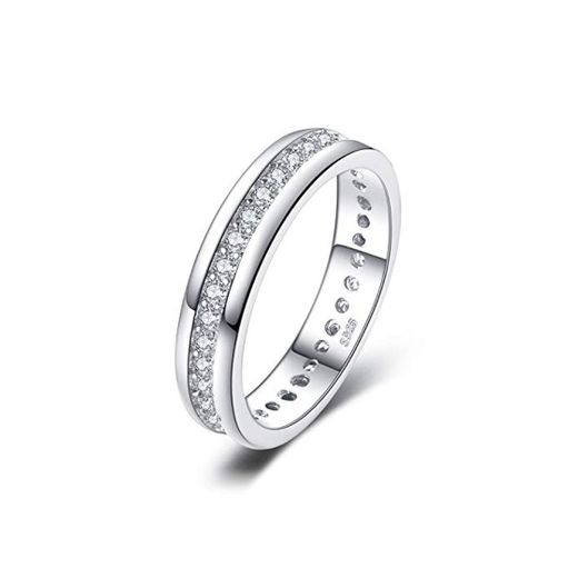 JewelryPalace Anillo Conjunto Aniversario y Boda Zirconia Cúbica Canal Banda Eternidad Plata de ley 925 Tamaño 14