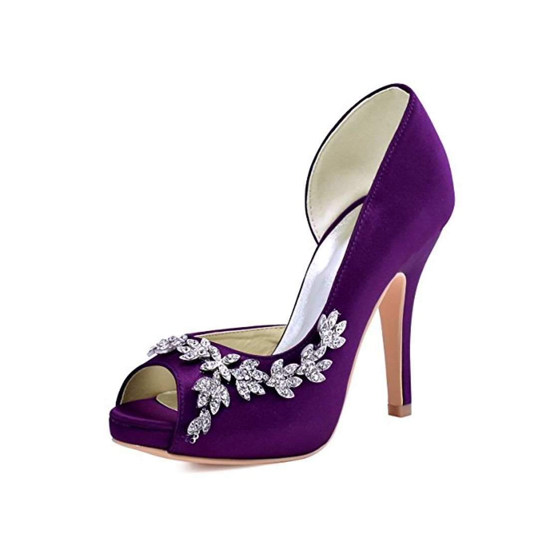 Fashion ElegantPark HP1560IAC Mujer Plataforma Peep Toe TAC¨®n Aguja Satin Zapatos De Noche Morado EU 39