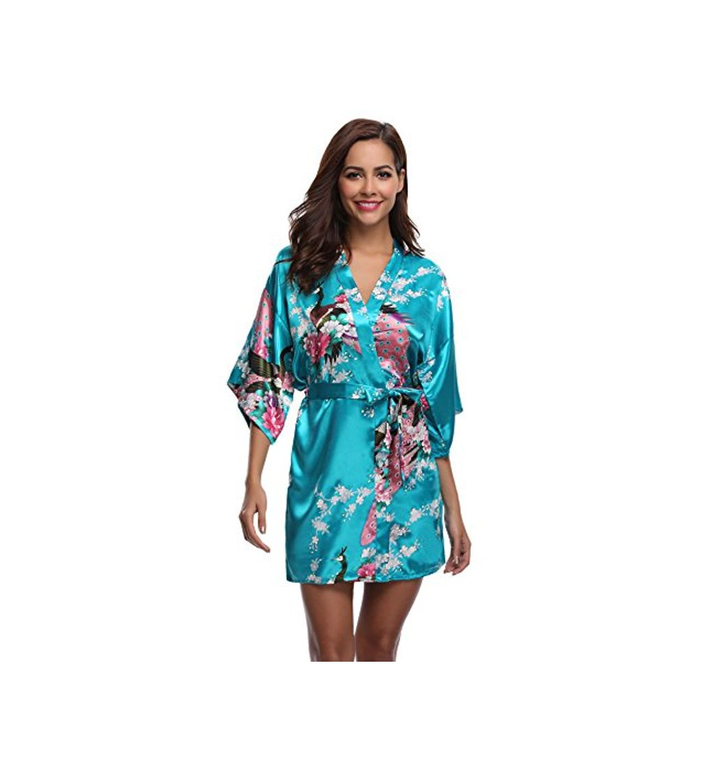 Fashion Aibrou Kimono Mujer Batas Cortos Lenceria Pavo & Flores