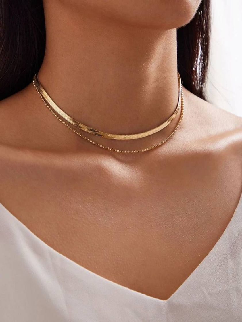 Moda Collar a capas con Cuenta con diseño de hueso de Serpiente 